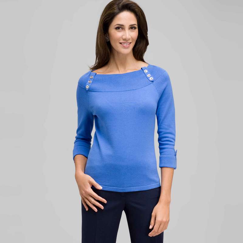 3/4 Sleeve Boat Neck Knit, , large image number 0
